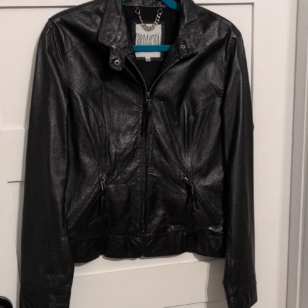 Bb Dakota Leather Jacket Shimmer Black Nwot